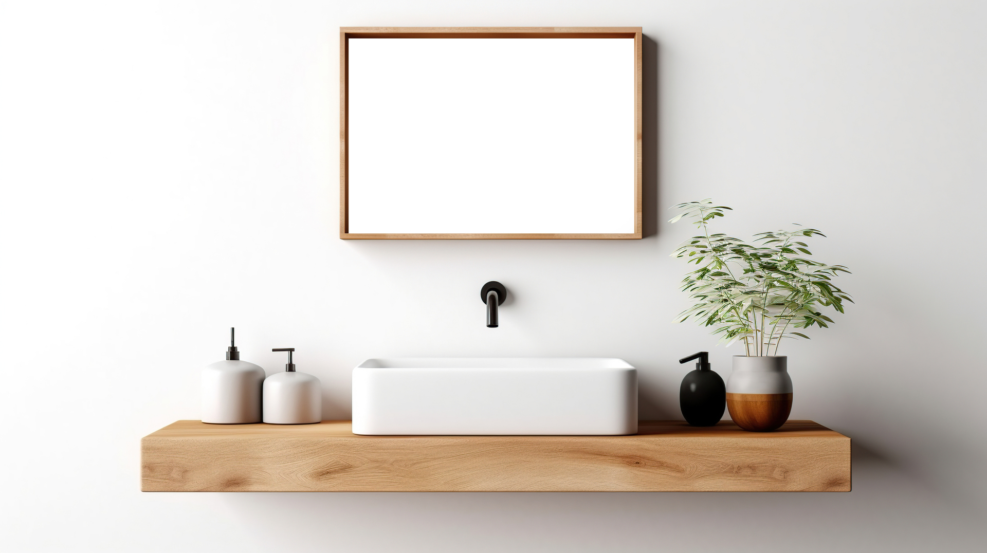 Na obrazku widoczna jest przestronna biała łazienka, w której dominuje eleganckie drewno. Drewniane akcenty doskonale kontrastują z jasną kolorystyką, dodając wnętrzu ciepła i przytulności. W połączeniu z nowoczesnymi elementami, taka kompozycja tworzy harmonijną i stylową przestrzeń łazienkową