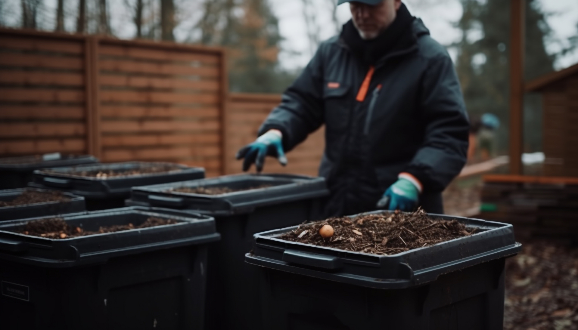 Na tym malowniczym obrazku możemy zobaczyć zimowe kompostowanie w praktyce, gdzie pryzma kompostu jest starannie chroniona przed mrozem. Warstwa słomy lub materiału izolacyjnego została umieszczona na wierzchu, zapewniając ochronę przed niskimi temperaturami. Ten proces zapewnia optymalne warunki dla rozkładu organicznych odpadów nawet w mroźne dni, umożliwiając utrzymanie aktywności mikroorganizmów i produkcję wartościowego kompostu
