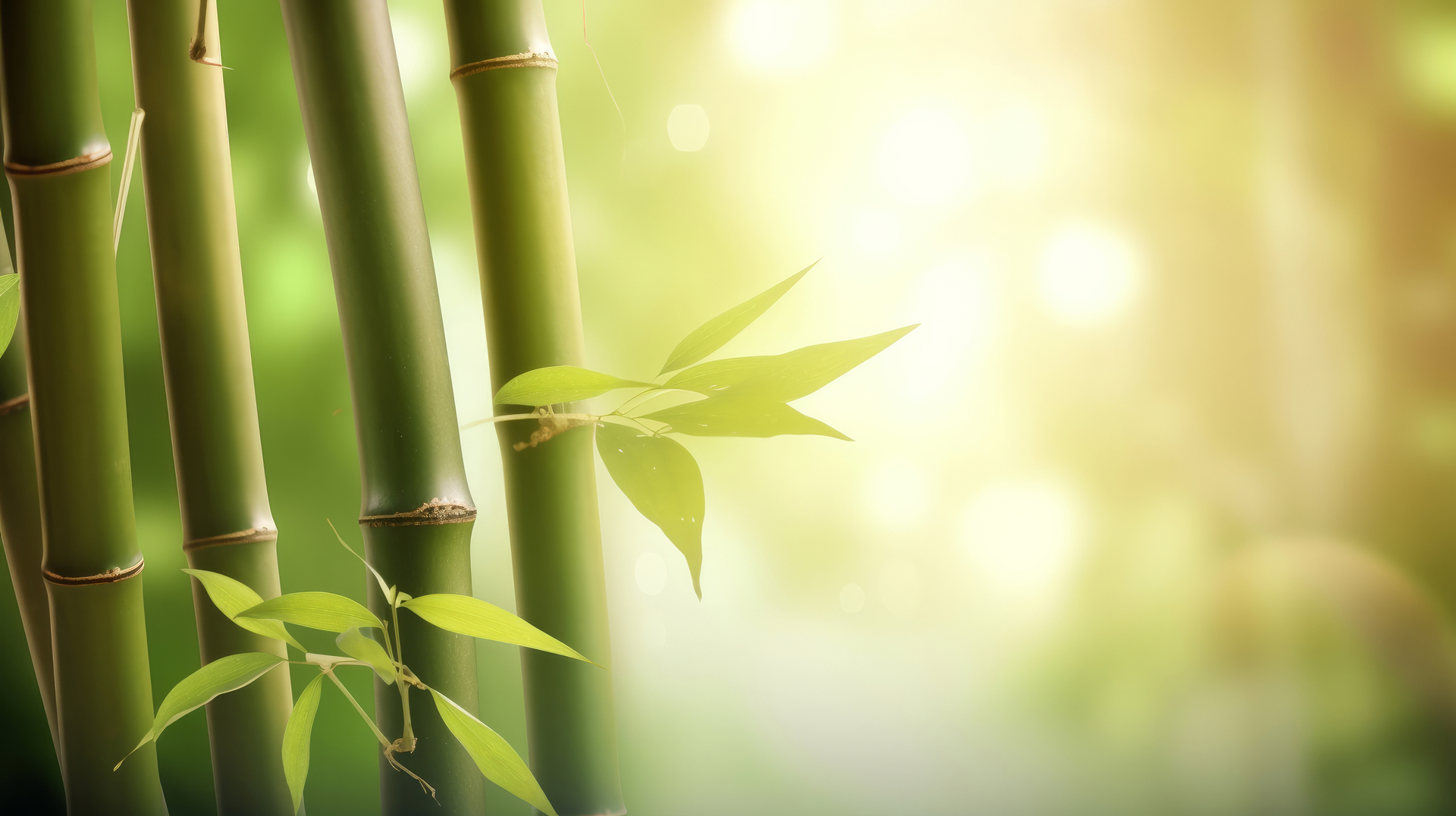 Obrazek przedstawia uroczy krajobraz z bambusem ogrodowym. W centrum kadru widoczny jest wysoki bambus o gładkich, zielonych łodygach, które pięknie wydają się przechylać pod wpływem delikatnego wiatru. W tle widać malownicze pagórki i kolorowe kwiaty, które nadają temu miejscu harmonijny i spokojny charakter